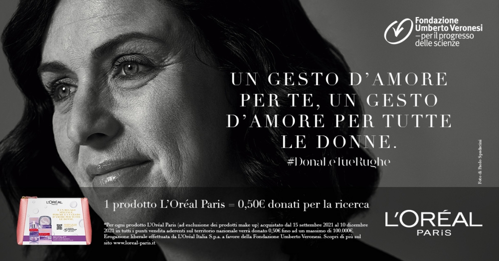 #DonaLetueRughe, L’Oréal Paris a sostegno di Fondazione