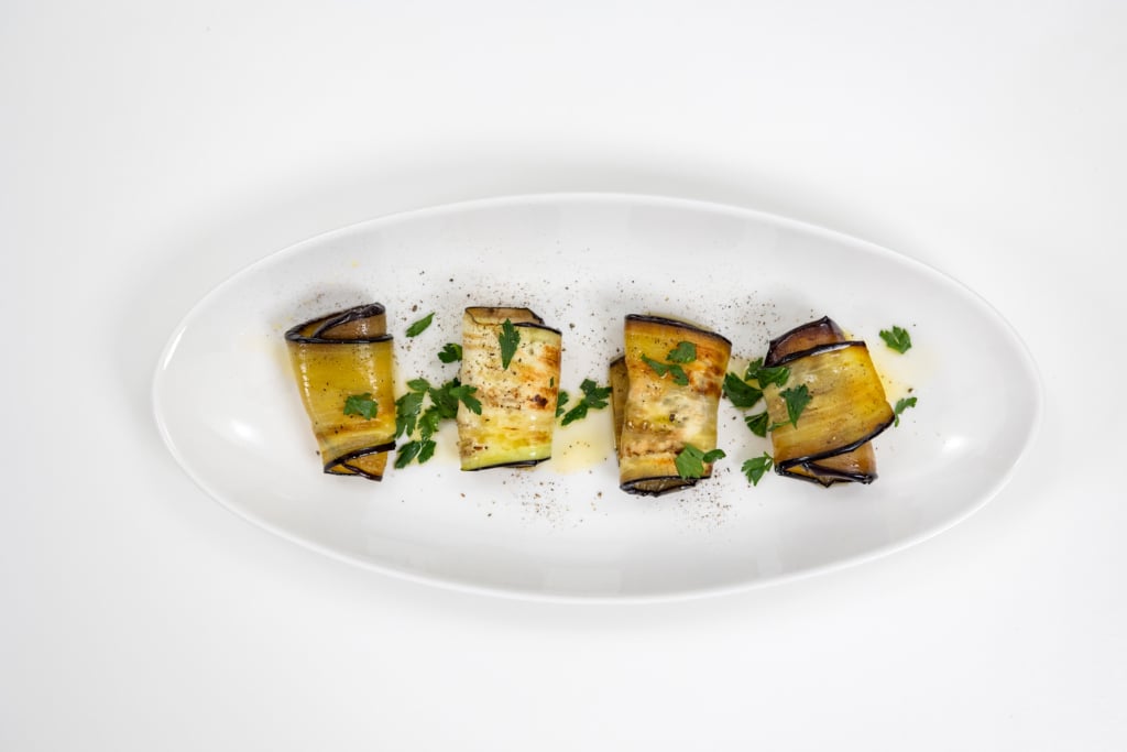 Involtini di melanzane con merluzzo e salmone