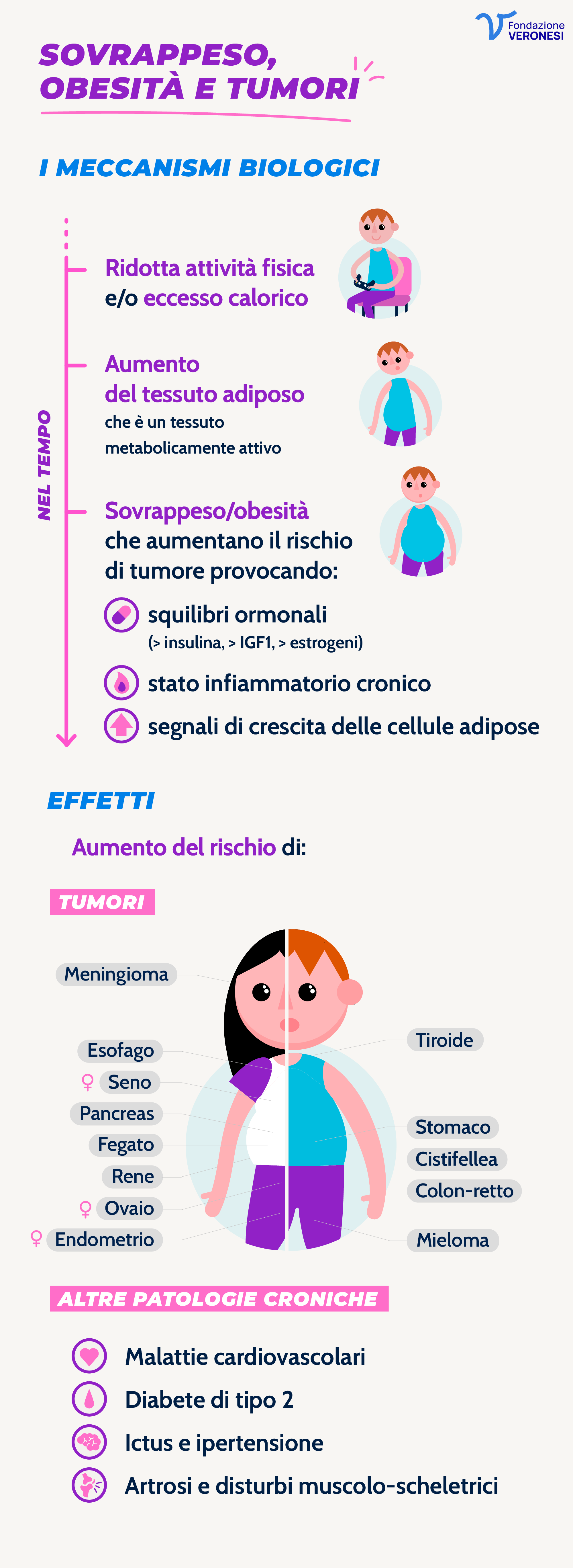 Meccanismi biologici che provocano l'aumento di rischio di tumore quando si soffre di sovrappeso e obesità